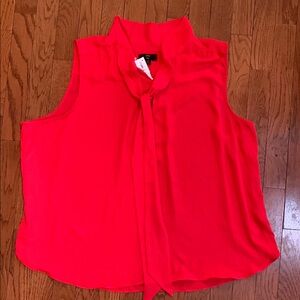 J. Crew Red Sleeveless Tie Front Blouse
